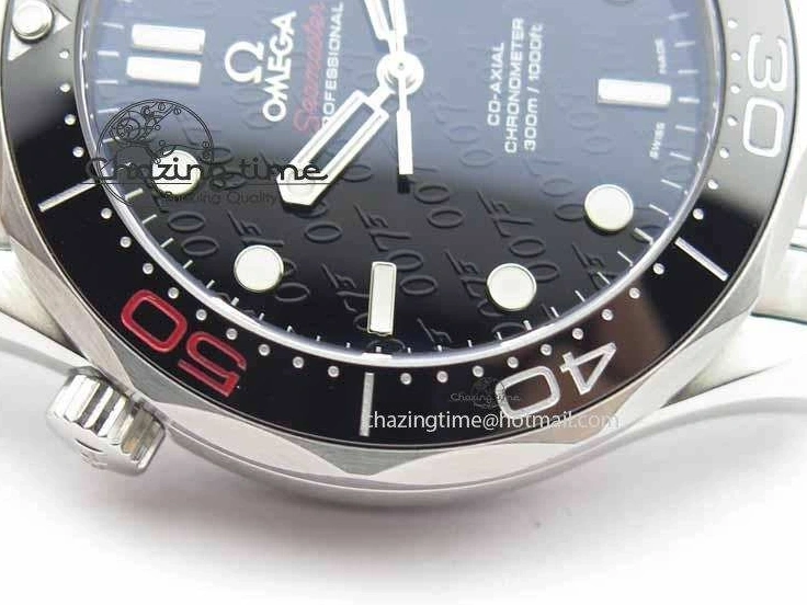0123 Seamaster 300M 007 SS MK 1:1 Best Edition Black 007 Dial Ceramic Bezel On SS Bracelet A EasyCare 8178